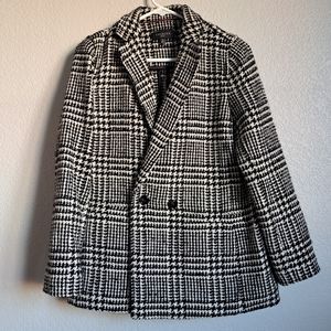 Talbots Black And White Houndstooth Wool Blend Jacket Size 8 Petite